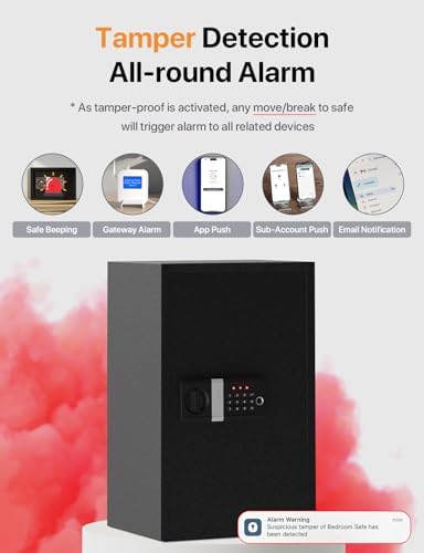 FORFEND Smart Money Safe App Alarm | Kidnap Alarm, Tamper Proof, Voice Command Depository Drop Safe Box Anti-Pry| Multi-User Cash Safe for Home Office