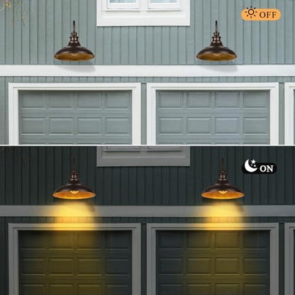 Exterior Farmhouse Barn Light, 2PCS Dusk to Dawn Outdoor Lighting, 16 Inch Vintage Outside Garage Lights Fixtures for Patio Frontdoor Entryway Doorway