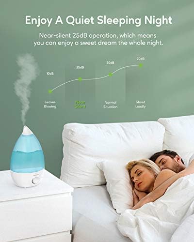 MegaWise Desktop Cool Mist Humidifiers for Bedroom, 24dB Ultrasonic Air Vaporize, Colorful Night Light,0.5 Gal Essential Oil Diffuser, Auto off