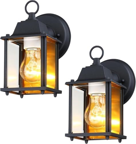 Designers Fountain Ivy Trail Outdoor Light Fixture Pack of 2, 8.25 Inch Exterior Wall Lantern Sconce Set for Front Door, Patio and Porch, Black, D334M-5EW-BK2