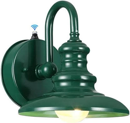 LONEDRUID Dusk to Dawn Sensor Outdoor Gooseneck Barn Light Fixture Green