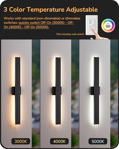 EDISHINE 31.5" LED Outdoor Wall Lights, Modern Exterior Light Fixtures