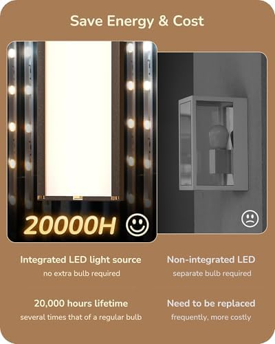 EDISHINE LED Outdoor Wall Lights, 15.7" Modern Outdoor Sconce, Oil Bronze