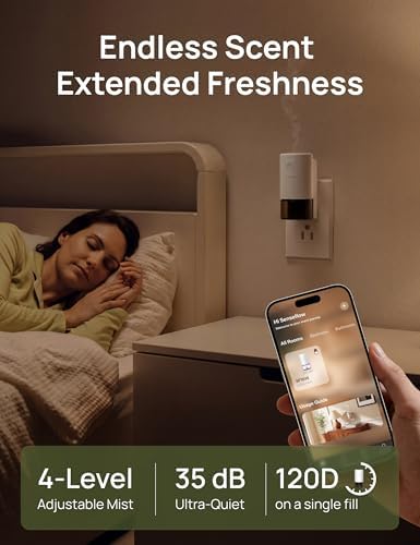 Essential Oil Diffuser for Home, Smart Waterless Diffuser SF101S Pro, Plug in Room Scent with Timer & 120-Day Natural Aroma – Orchid Breeze Air Fresh(Orchid Pink),1 Fl Oz (Pack of 1)