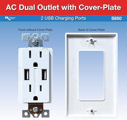 Ac Dual Outlet W/Cover & 2 USB Cha
