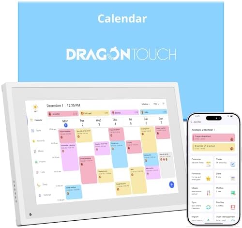 Dragon Touch 10.1 inch Digital Calendar Chore Chart – Interactive Touchscreen, Smart Family Planner, Hearth Display Desk Digital Calendar Best Gifts for Christmas, Wedding, Mom | Interactive Touchscreen, Hearth Display Desk Digital Calendar Best Gifts ...