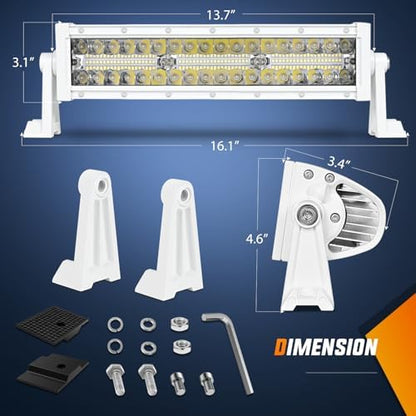 Nilight Marine LED Light Bar Navigation Lights 13.5 Inch White Spot Flood Combo Ponton Boat Deck Dock Lighting for Night Fishing T-top Stern Yacht Port Sailboat Trucks Tractors