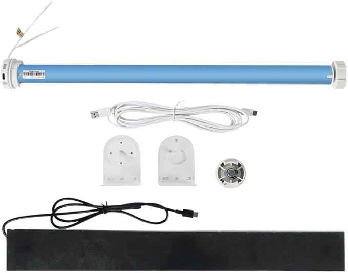 Smart WiFi Blind Motor, 38mm Rechargeable Roller Shade Motor with Built-in 2600mAh Battery, Compatible with Alexa & Google Home, APP Control, No Hub Required (Motor with Solar Panel)