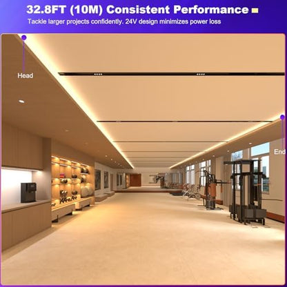 JOYLIT 24V COB LED Strip 32.8FT RGB+6000K 784 LEDs/M Dotless for DIY