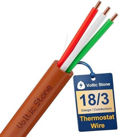 18/3 Thermostat Doorbell HVAC Wire, True Gauge 18 AWG 3 Conductor Solid Copper Control Cable, ETL Listed CL3R/CMR Riser Rated Flame-Retardant, RoHS, for 0-30V Low Voltage Systems - 20FT