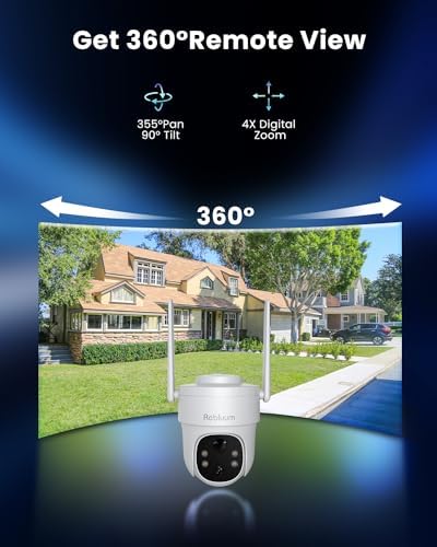 3K/5MP Solar Security Cameras Wireless Outdoor, 360°PTZ Camera