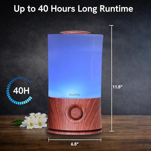 BlueHills Premium 2000 ML XL Essential Oil Diffuser Humidifier 2L Dark Wood