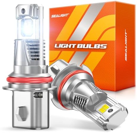 SEALIGHT 9007/HB5 LED Bulb, 1200% 60000LM Super Brighter than Origin, 6500K White Canbus Ready, IP68 25000RPM Cooling Fan with 80000Hrs Lifespan, 3Mins Fast Installation, 2 Pack