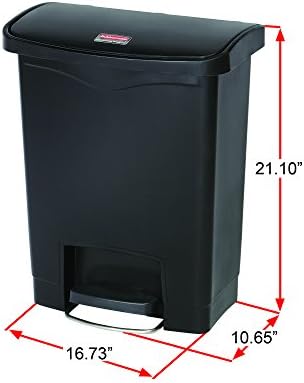 Rubbermaid Commercial Products Streamline Slim Step-On Plastic Trash/Garbage Can, 8-Gallon, Gray, Wastebasket for Home/Kitchen/Hospital/Healthcare Facility
