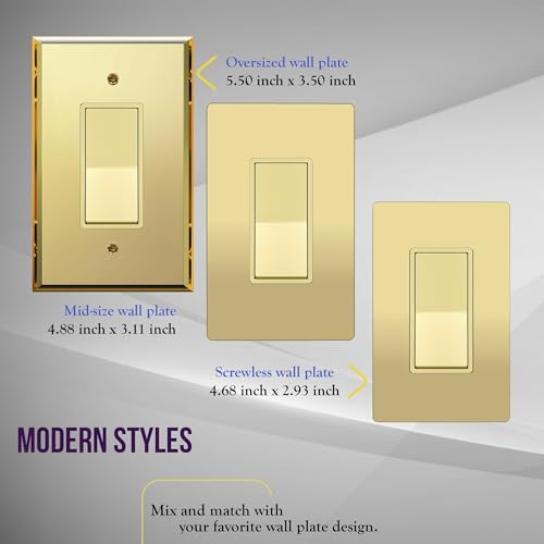 ENERLITES Gold 4-Way Decorator Paddle Rocker Light Switch, 15A, 2 Pack