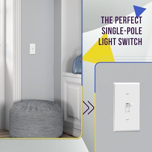 ENERLITES 5 Pack Toggle Light Switch with Wall Plate, Single Pole, White