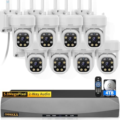 5MP PT Wireless Security Camera System 8Pcs Cameras 4TB HDD 60 Days Storage