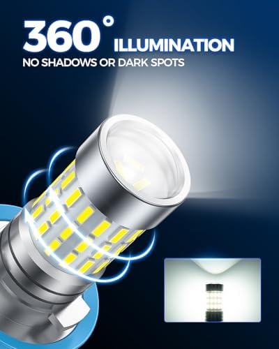 Marsauto H11/H8/H16 Fog Light Bulbs, 10000LM 6000K with Lens-2 Pack