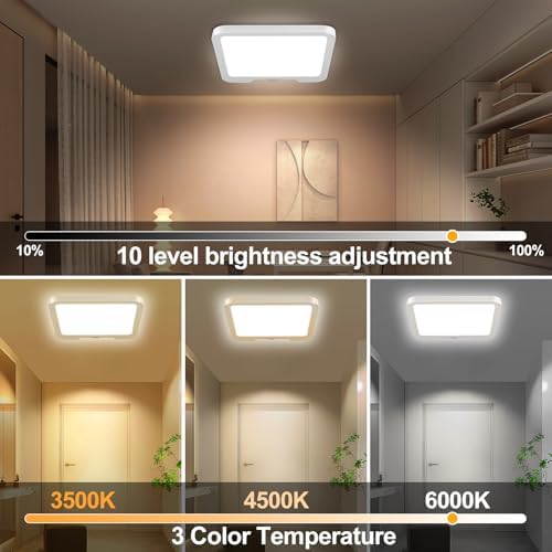 Rechargeable Motion Sensor Ceiling Light with Remote,Square-8.27in,1 Pack