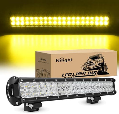 Nilight LED Light Bar 20 Inch 126W Spot Flood Combo Yellow Beam