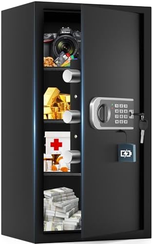 27.56"H Steel Safe Box, 6.0 Cuft Home Safes with Fireproof Waterproof Bag