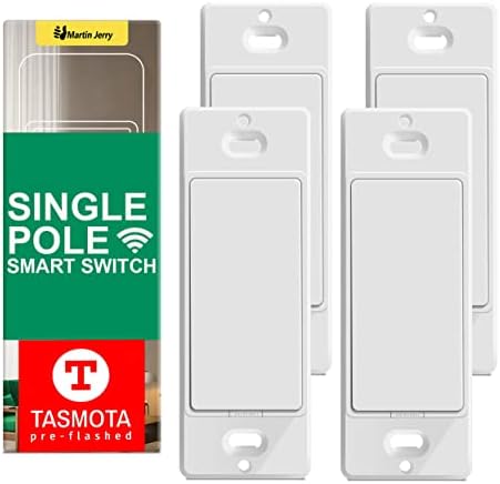 TASMOTA Smart Switch by Martin Jerry | ESP8266 2.4GWiFi, Smart Light Switch for Home Assistant | WiFi Smart Home Devices, Compact Design, 4 Pack