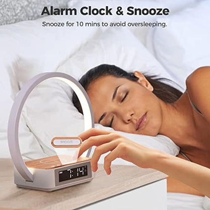 Desk Lamp with Alarm Clock Qi Wireless Charger, Touch Lamp for bedroom