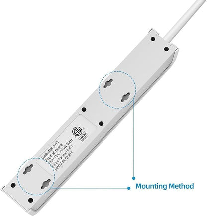 TiFFCOFiO Surge Protector Power Strip, 20 Feet Extension Cord, 600 Joules Surge Protection, Multiple Protection 6 Outlet Strip, 14 AWG Cord, 15A/1875W, ETL Listed (2 Packs, 20 FT)