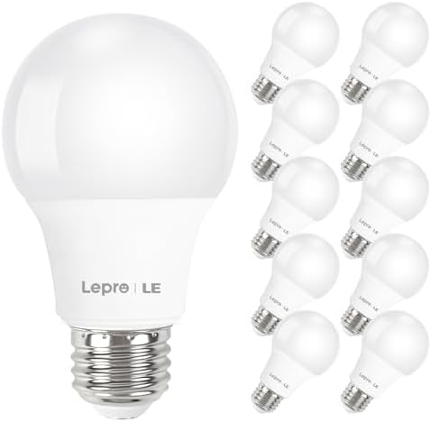 Lepro A19 E26 LED Light Bulbs 9W 800 Lumens Daylight White 5000K 10 Pack