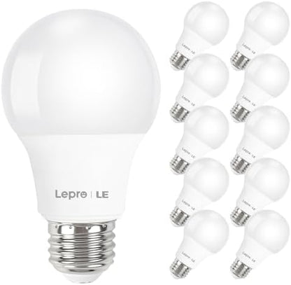 Lepro A19 E26 LED Light Bulbs 9W 800 Lumens Daylight White 5000K 10 Pack