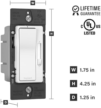Legrand Radiant 0-10V LED Dimmer Light Switch, White, 1-Pack