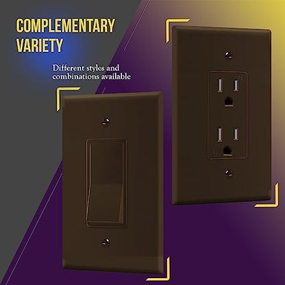 ENERLITES 1-Gang Brown Oversize Decorator Switch Outlet Wall Plate, 10 Pack