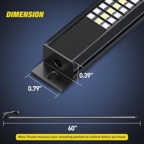 Nilight Truck Tailgate Light Strip 60" Aluminum FrameTriple Row Light Bar 1200 LED w/ Red Running Brake White Reverse Light Red Sequential Turn Signal