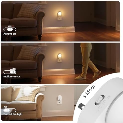 JandCase Motion Sensor Night Light, 2 Pack Night Lights Plug into wall