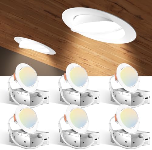Amico 6 Pack 3 Inch 5CCT Gimbal LED Recessed Ceiling Light