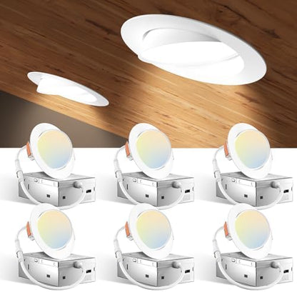 Amico 6 Pack 3 Inch 5CCT Gimbal LED Recessed Ceiling Light