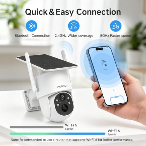 Noorio Solar Camera Outdoor Wireless, 2K 4MP Color Night Vision 2-Way Audio