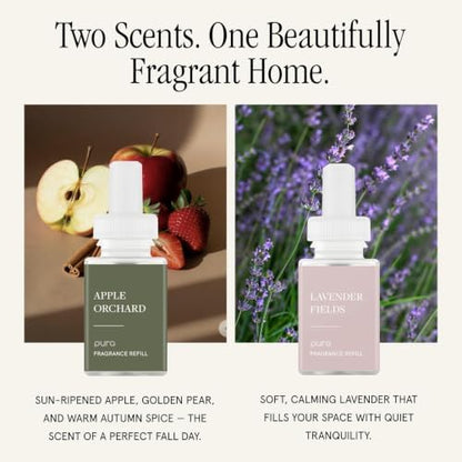 Pura Smart Home Fragrance Device Starter Set - Pura 4 - Scent Diffuser for Home - Includes Fragrance Aroma Diffuser - Square Box, Apple Orchards and Lavender Fields Scent Refills