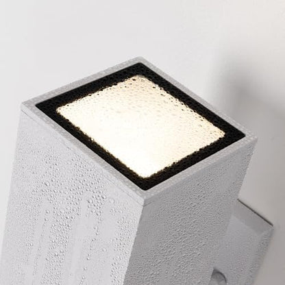 mirrea 12" Modern Outdoor Porch Light in 2 Lights, Matte White, 2 Pack