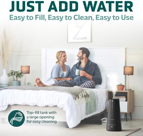 PureGuardian 1.5 Gal Ultrasonic Warm & Cool Mist Humidifier with UV-C Light, IntelliSense Humidistat, 90-Hr Runtime, for Large Rooms up to 540 Sq. Ft., Black, H5665B