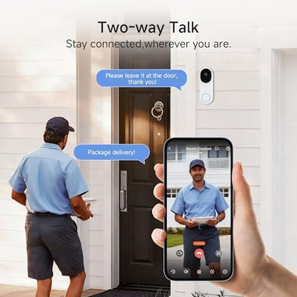 Noorio Wireless Doorbell Camera, 2K Video, Battery Powered, 140° Wide Angle