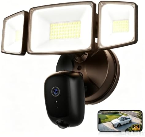 Onforu Hardwired Floodlight Camera Outdoor, 5500LM 2K HD Security Camera with Lights, Color Night Vision, Custom Motion Zones, 2-Way Audio, Built-in Siren, 2.4GHz WiFi, Compatible with Alexa, Brown
