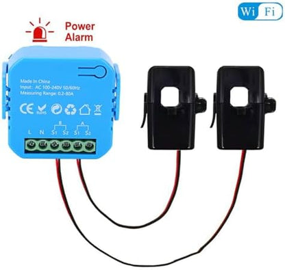 Hilitand WiFi Smart Energy Meter Real Time Monitoring Single Phase Electricity Usage Meter with 2x80A CT Clamp for Solar PV System and Home Energy Management