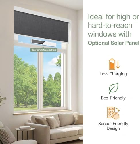 ZSHINE Motorized Blackout Roller Shades Remote Control Rechargeable(82164E)