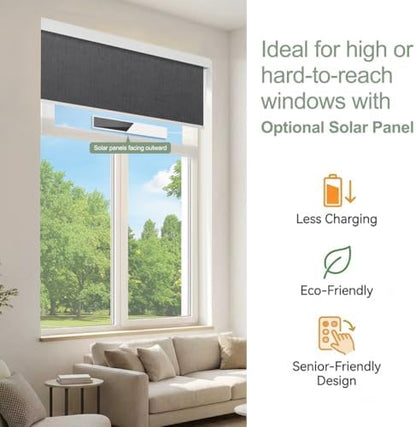 ZSHINE Motorized Blackout Roller Shades Remote Control Rechargeable(82164E)