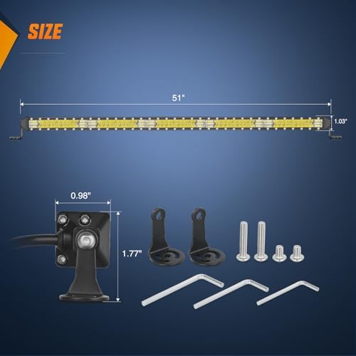 Nilight Slim LED Light Bar 50 Inch 130LED Single Row Spot Flood Combo Fog Lights Driving Work Roof Bumper Lamp Offroad Lighting for 4x4 Trucks SUV ATV UTV