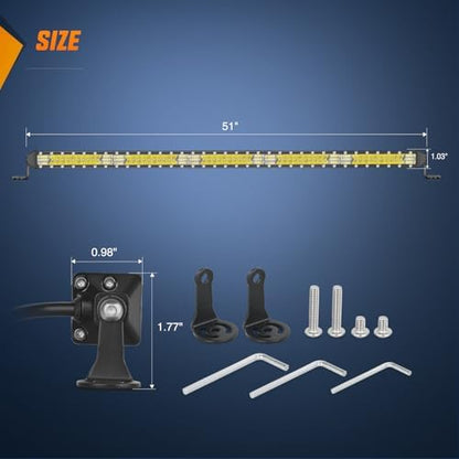 Nilight Slim LED Light Bar 50 Inch 130LED Single Row Spot Flood Combo Fog Lights Driving Work Roof Bumper Lamp Offroad Lighting for 4x4 Trucks SUV ATV UTV