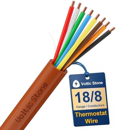 18/8 Thermostat Doorbell HVAC Wire, True Gauge 18 AWG 8 Conductor Solid Copper Control Cable, ETL Listed CL3R/CMR Riser Rated Flame-Retardant, RoHS, for 0-30V Low Voltage Systems - 20FT