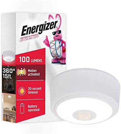 Energizer Motion Sensor Ceiling Light, Battery Operated, 100 Lumens
