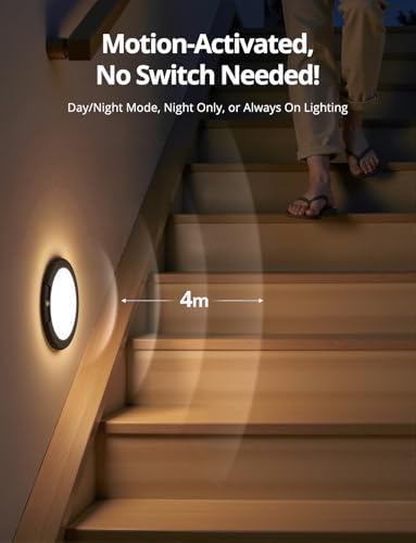 Combuh Black Battery Powered Motion Sensor Ceiling Lights Wireless, Rechargeable 60 Day Battery Operated Waterproof Inside Shower Lighting with Remote Magnetic Without Wiring for Closet Garage